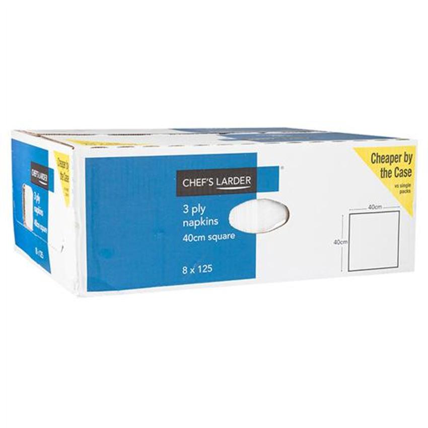 3PLY WHITE SERVIETTES 40X40CM