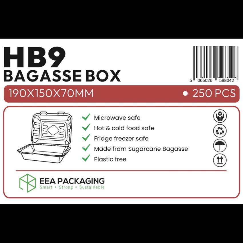 HB9 LUNCH BOX WHITE BAGASSE - EEA PACKAGING