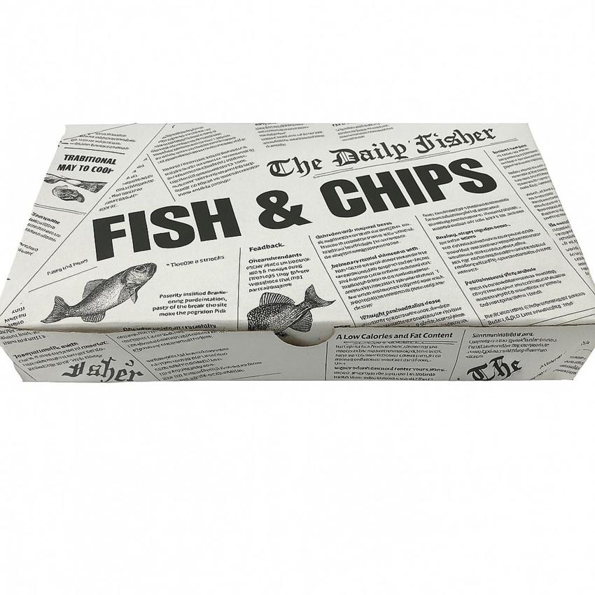 NEWSPAPER PRINT LARGE FISH & CHIPS BOXES