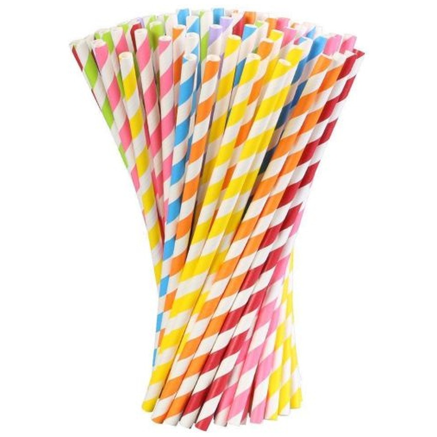 PAPER STRAWS BLACK 6X200MM
