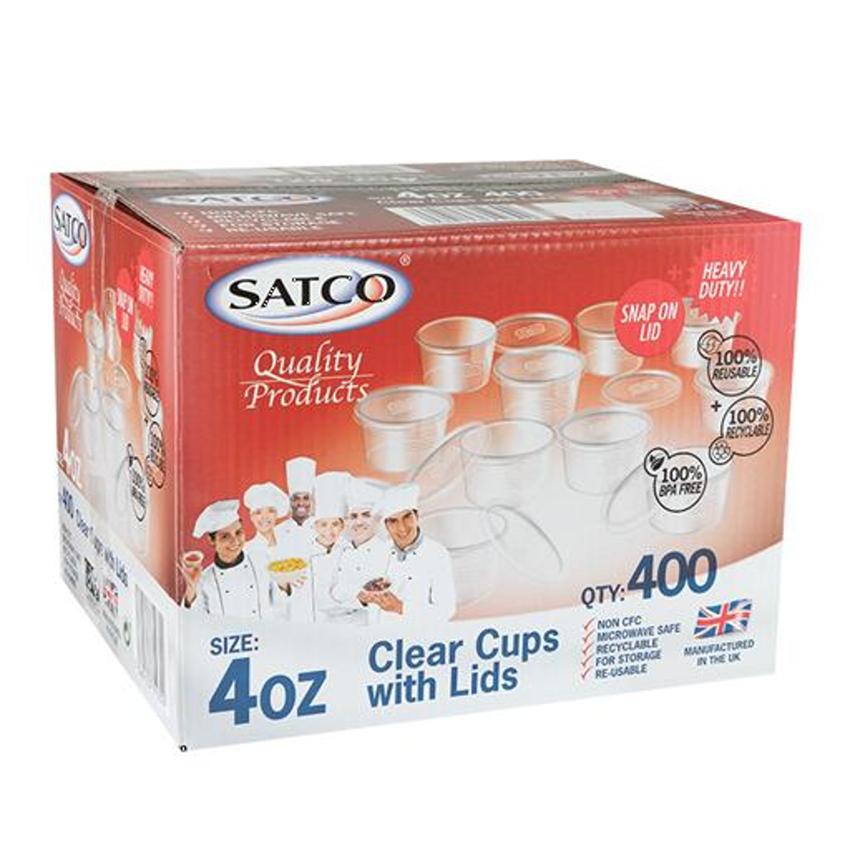 SATCO 4OZ CLEAR SAUCE CUPS & LIDS