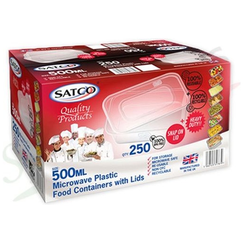 SATCO MICROWAVEABLE CONTAINER & LIDS 500ML