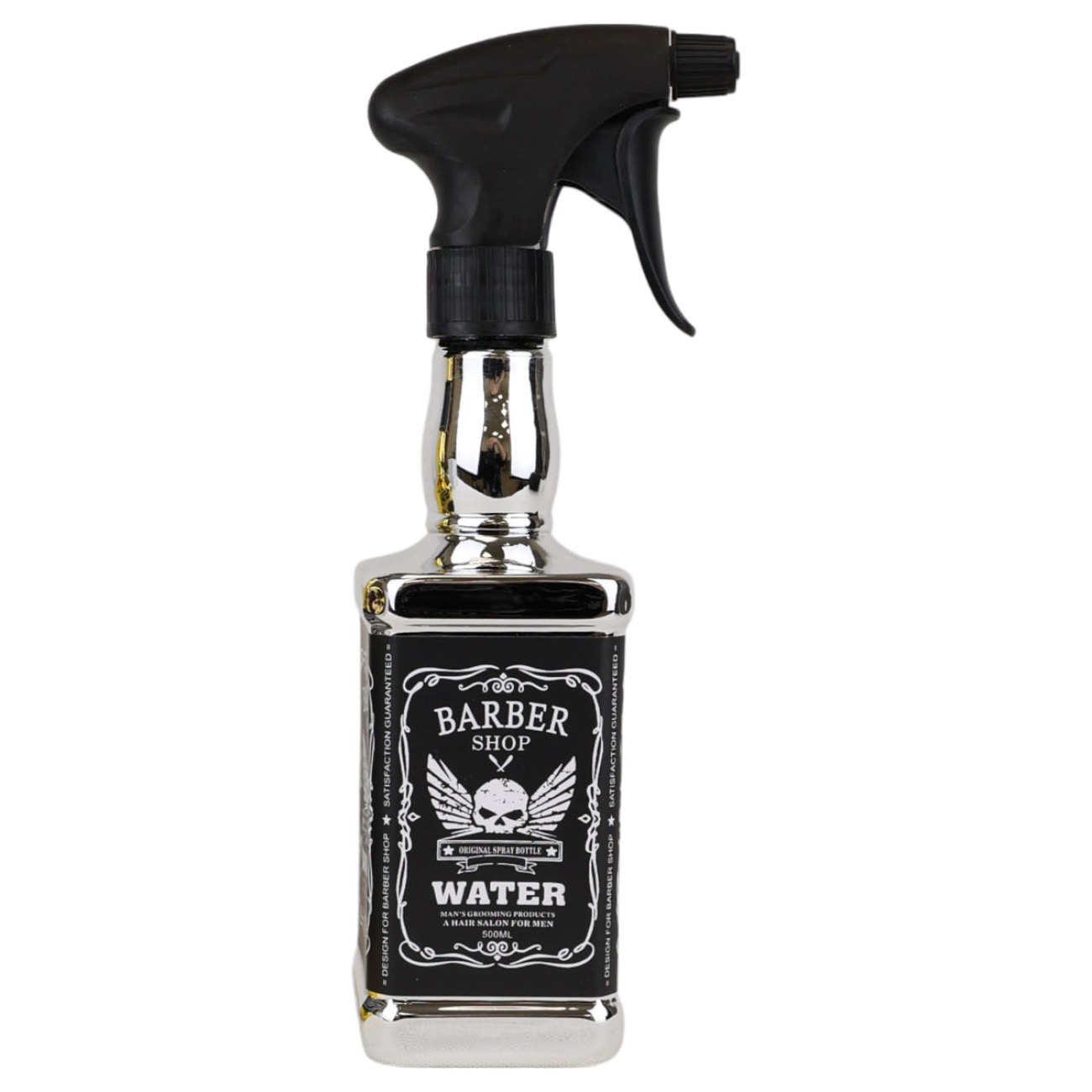 Water Spray Bottle Whiskey Style Ultra Fine Mist Sprayer Winged Skull Silver Esn-001181 1 x 500ML
