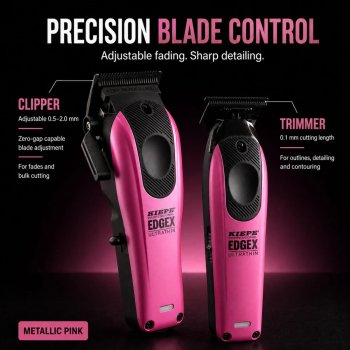 Kiepe 6600.3- Professional Edge X Ultrathin Clipper & Trimmer Set - Metallic Pink Esn-007369 - image 2