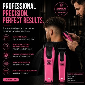Kiepe 6600.3- Professional Edge X Ultrathin Clipper & Trimmer Set - Metallic Pink Esn-007369 - image 7