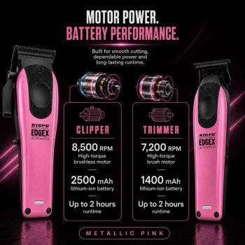 Kiepe 6600.3- Professional Edge X Ultrathin Clipper & Trimmer Set - Metallic Pink Esn-007369 - image 3