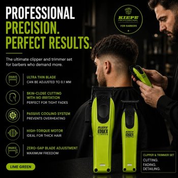 Kiepe 66001- Professional Edge X Ultrathin Clipper & Trimmer Set - Lime Green Esn-007367 - image 8