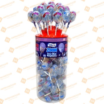 Vidal Mega Sour Blue Rasp Zoom Lollies